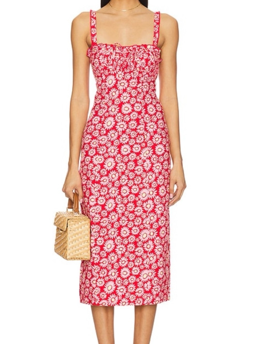 Free People Red Daisy Midi Dress